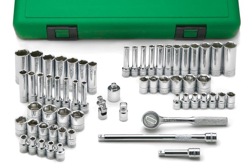 SK Tools 91860 60 Pc 1/4″ Drive 6 Pt Std and Deep SAE and Metric Socket Set