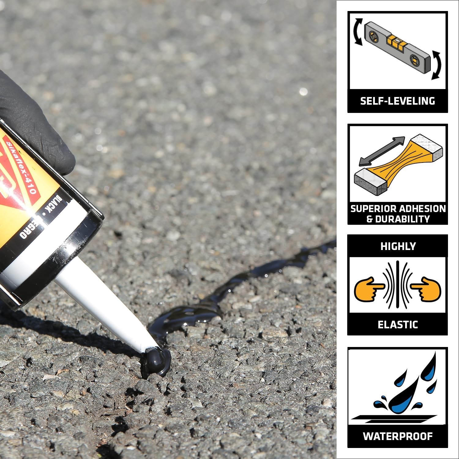 Self-Leveling Asphalt Sealant – Black Hybrid Crack Filler for Driveways & Roads