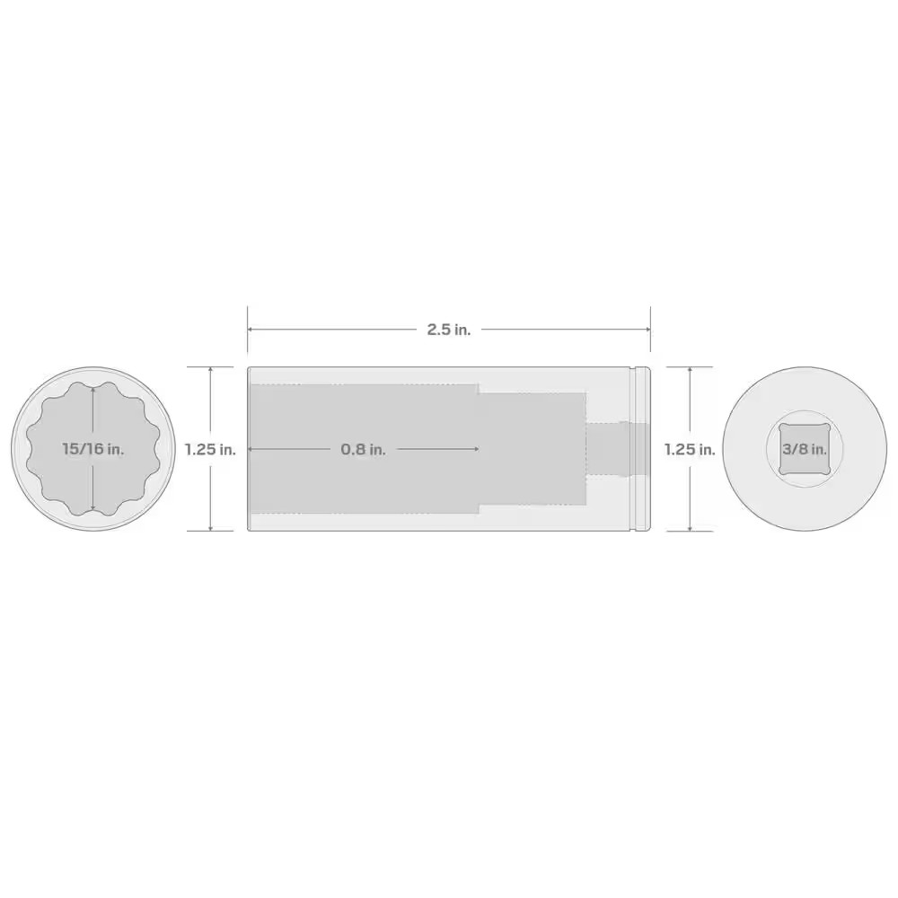 3/8 In. Drive X 15/16 In. Deep 12-Point Socket