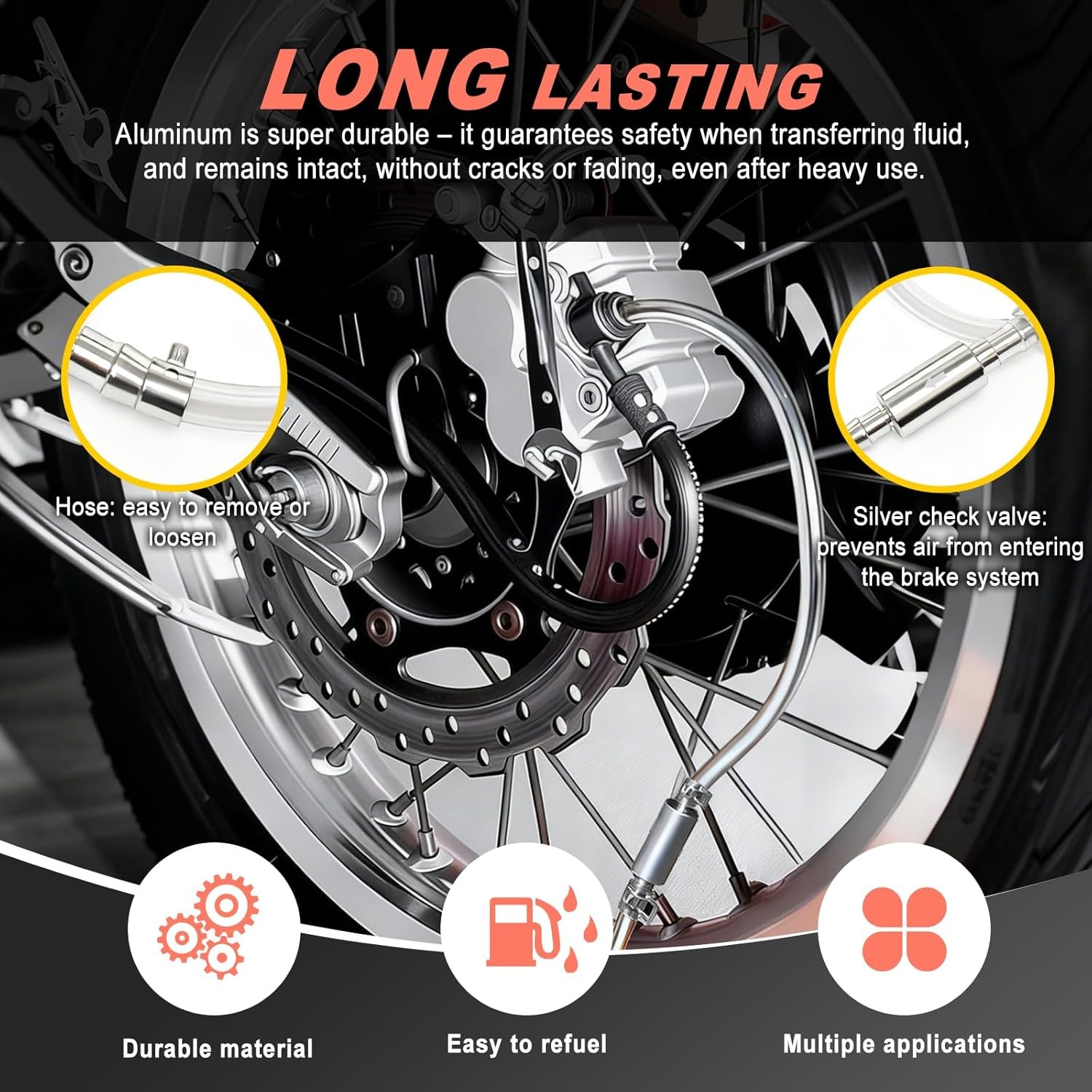 Brake Bleeder Hose with One Way Check Valve – Universal Brake Bleeding Kit