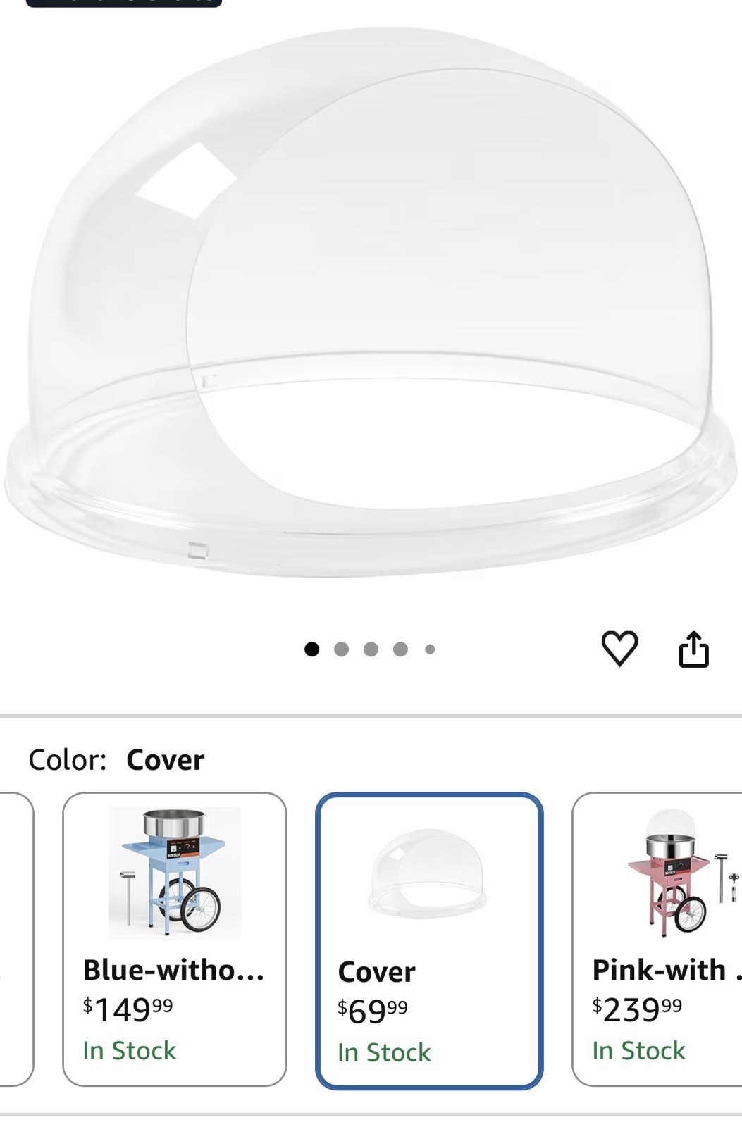 ROVSUN 21 Inch Cotton Candy Machine Cover Acrylic Dome Bubble Shield for Candy