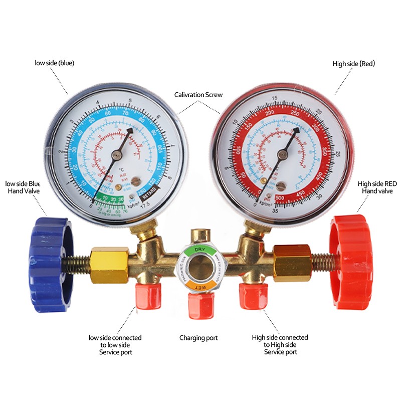 R-134A R-22 R-12 HVAC A/C Manifold Gauge Set Air Refrigeration Recharge Kit Y4Z7