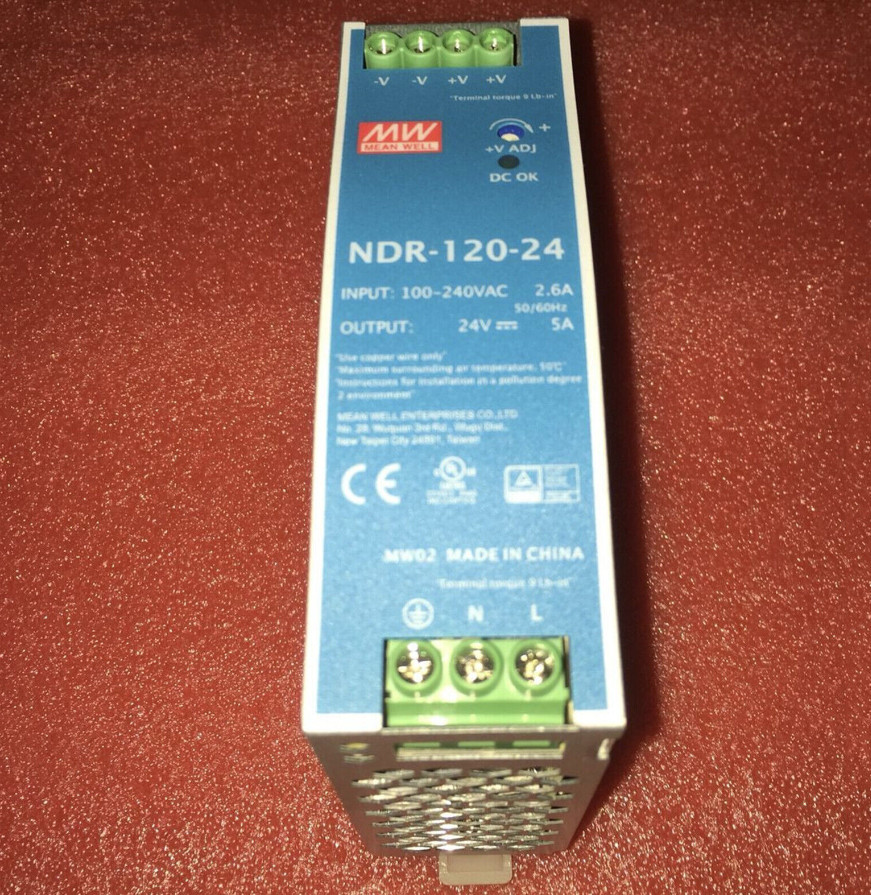 Mean Well NDR-120-24 AC/DC Industrial DIN Rail Power Supply – FREESHIPPIN – NEW