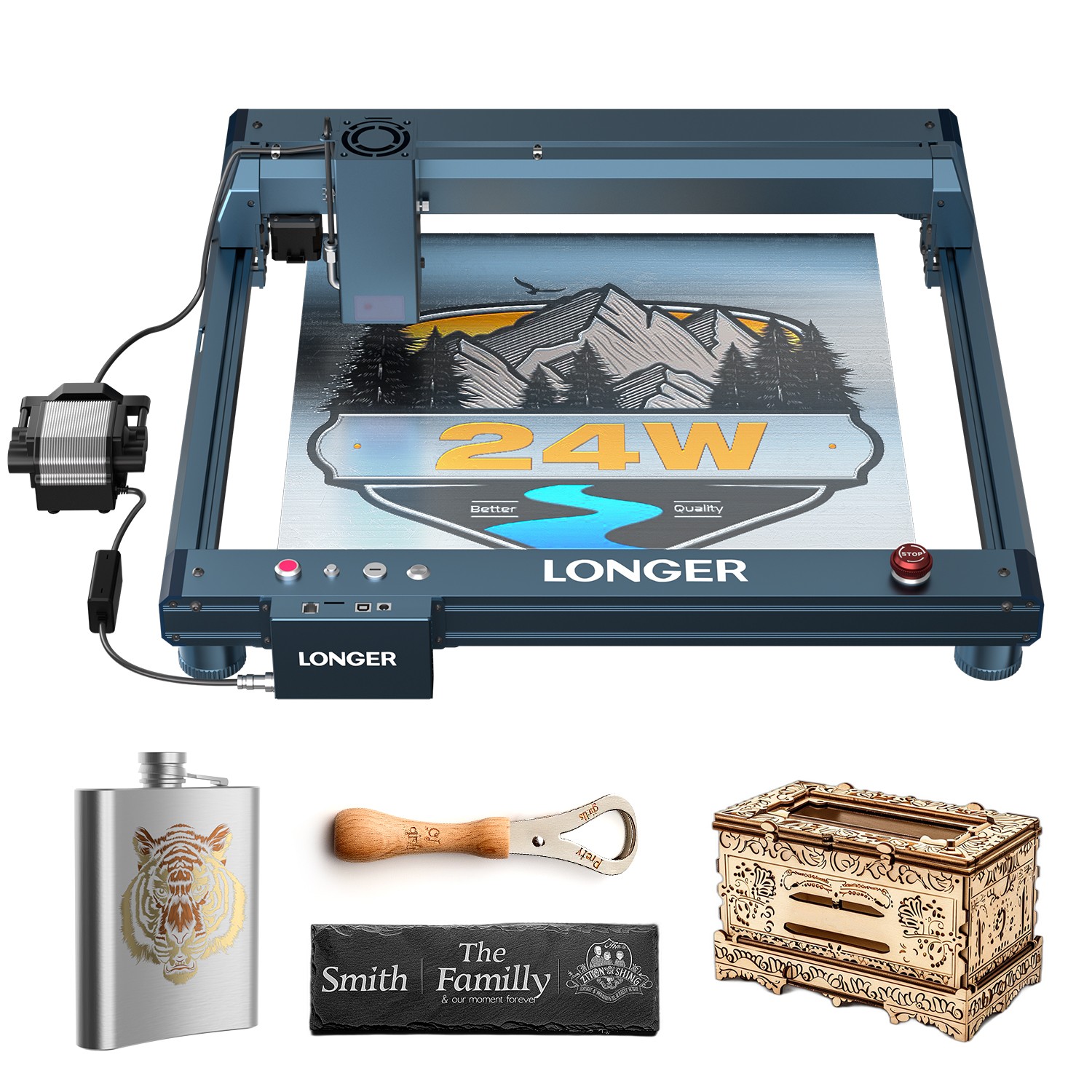 Longer B1 24W Laser Engraver CNC with Auto Air Assist DIY Wood Acrylic Engraver