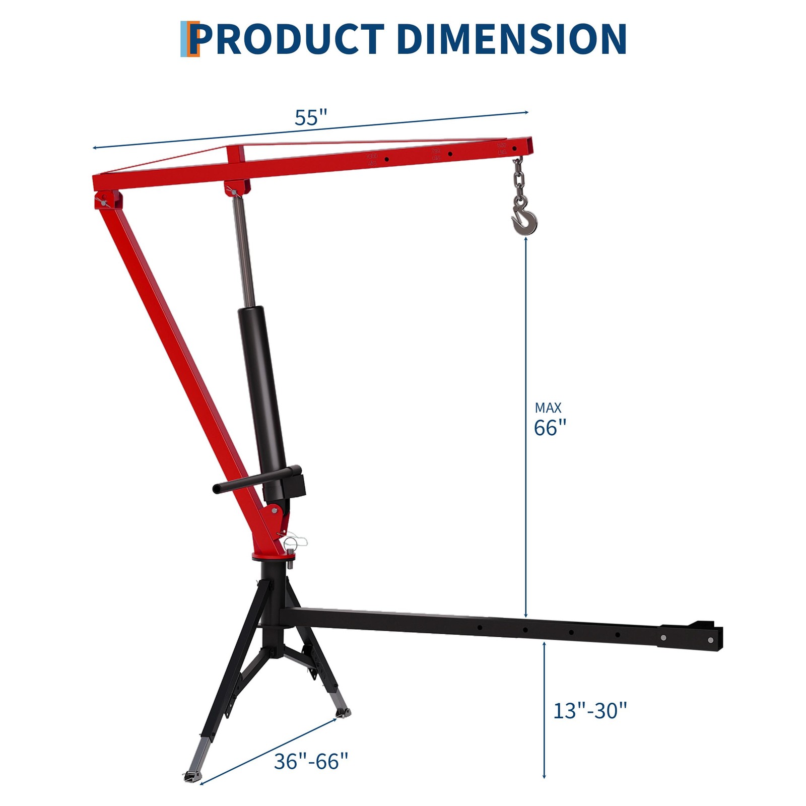 Hydraulic Pickup Truck Crane Hitch Mounted Crane 1000 lbs 360° Swivel Hoist Lift