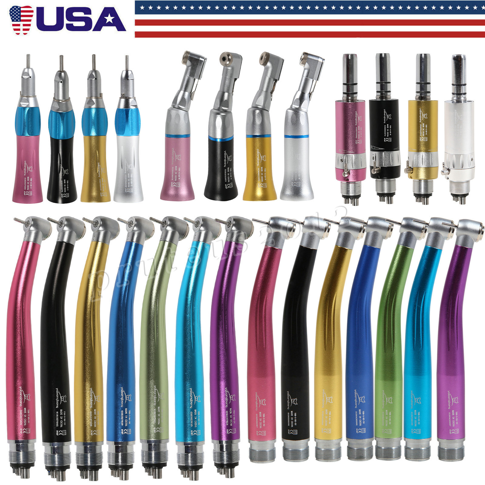 NSK Style Dental High/Low Speed Handpiece Push Button 4/2 Holes Colors