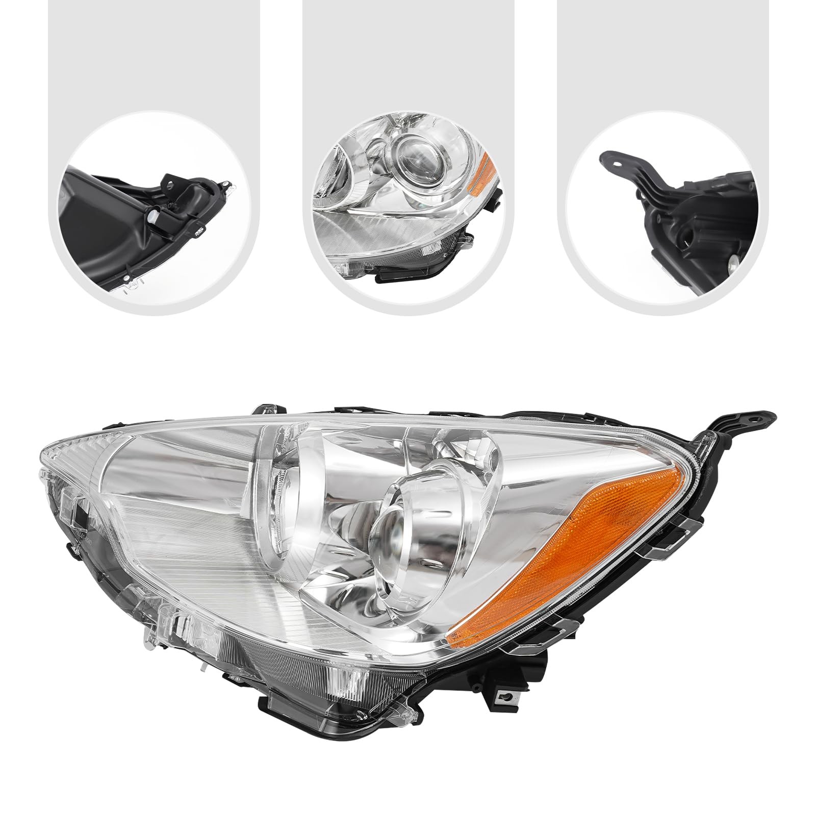 Halogen Headlamp Assembly For 2012-2014 Toyota Prius C Pair 3Pin Left Right