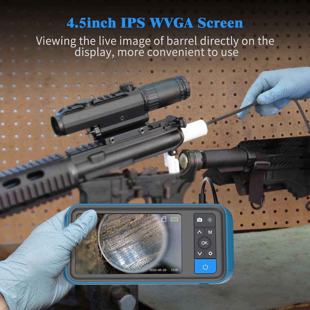 TESLONG Rifle Borescope with 4.5inch Screen Fits .20 Caliber & Larger Flexible