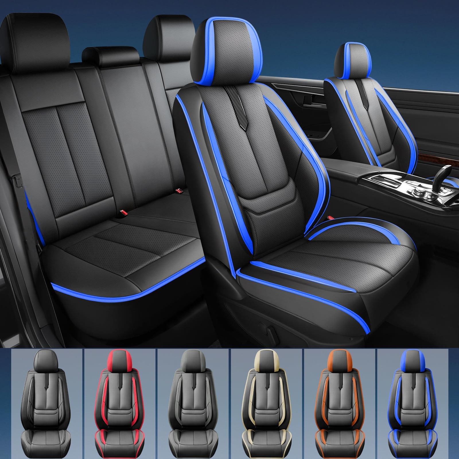 Jeep Patriot Seat Covers 2007-2017 Waterproof Leather Airbag Full Set Black Blue