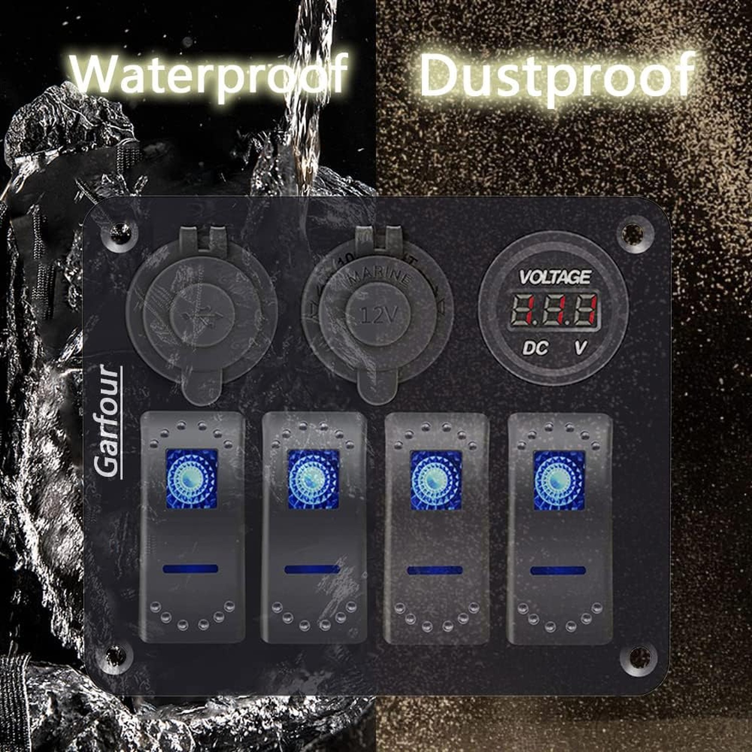 4 Gang Boat Switch Panel, Marine-Grade Waterproof Aluminum Switch Panel with …