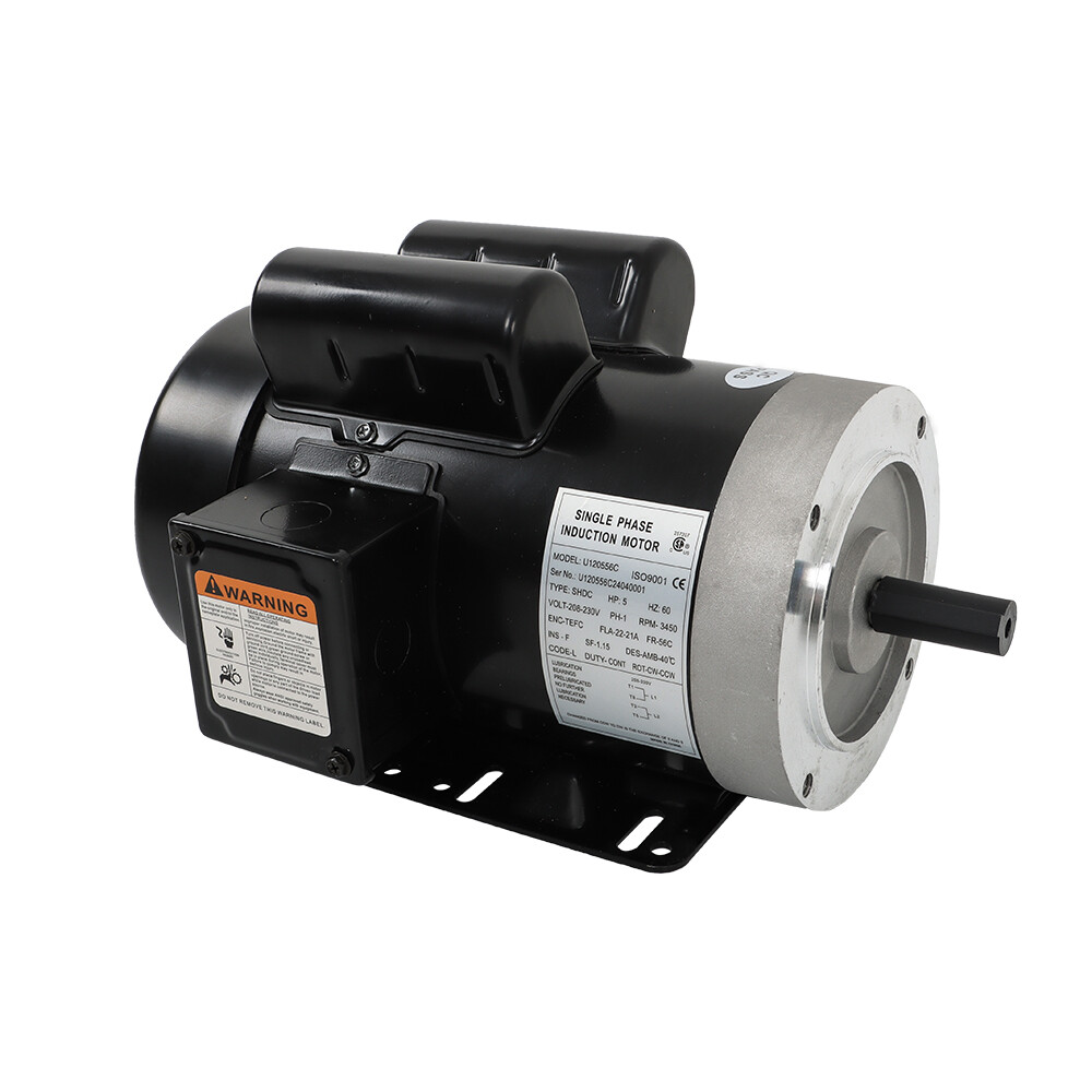 5HP Electric Motor 3450RPM 56C Frame 5/8″ Shaft 60HZ TEFC Single Phase 208-230V