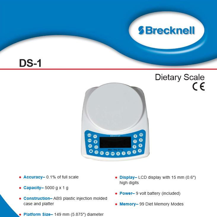Salter Brecknell DS-1 Dietary Scale 5000×1 gram, 99 Diet Memory,Brand New