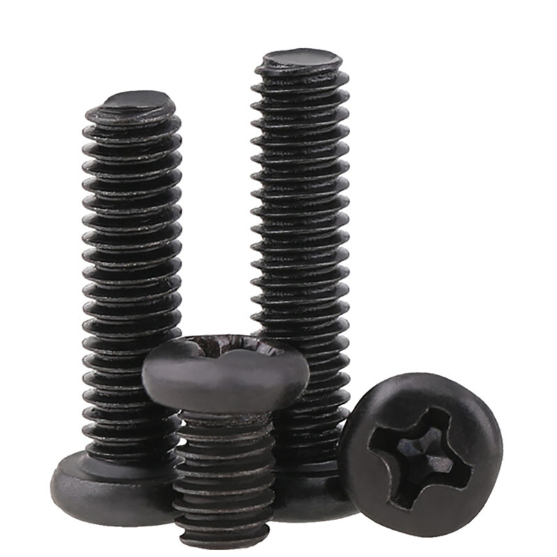 M1 – M5 Black Carbon Steel Phillips Pan Head Machine Screws Bolt Length 2 – 30mm