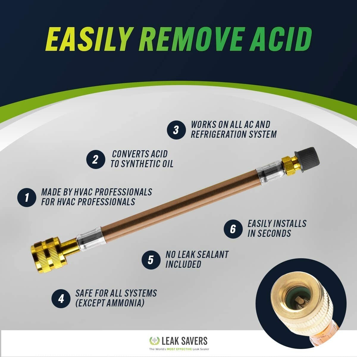 Leak Savers Direct Inject Acid Scavenger HVAC System Acid Treatment Neutralizer