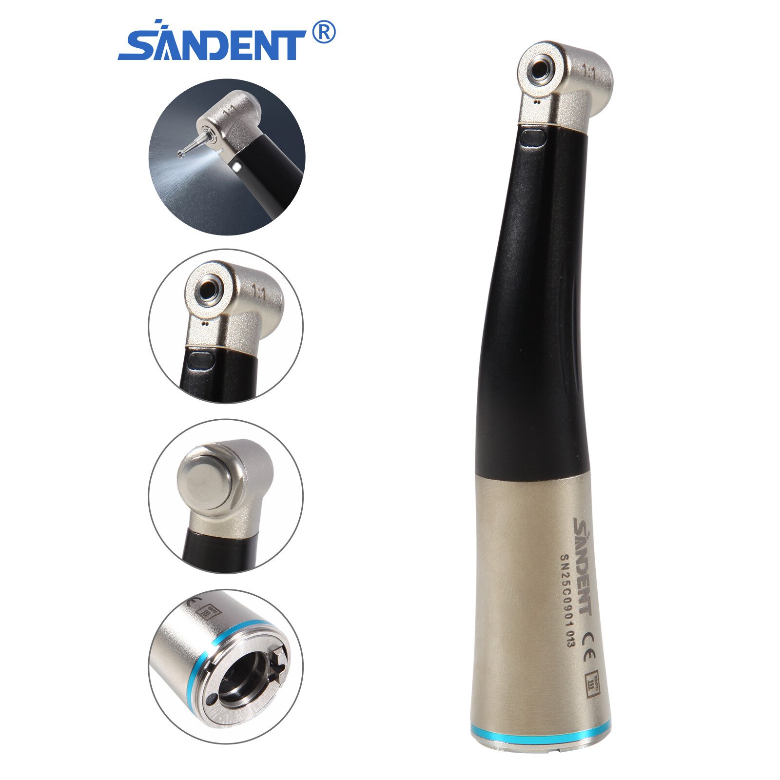 1-5* NSK Style Dental Fiber Optic 1:1 Contra Angle Handpiece Inner Push E-Type