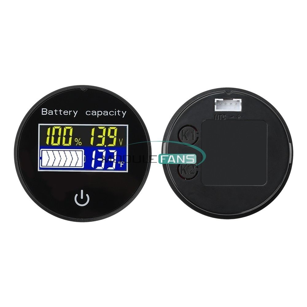 Digital Battery Level Indicator Voltage Power Percentage Temperature LCD Display