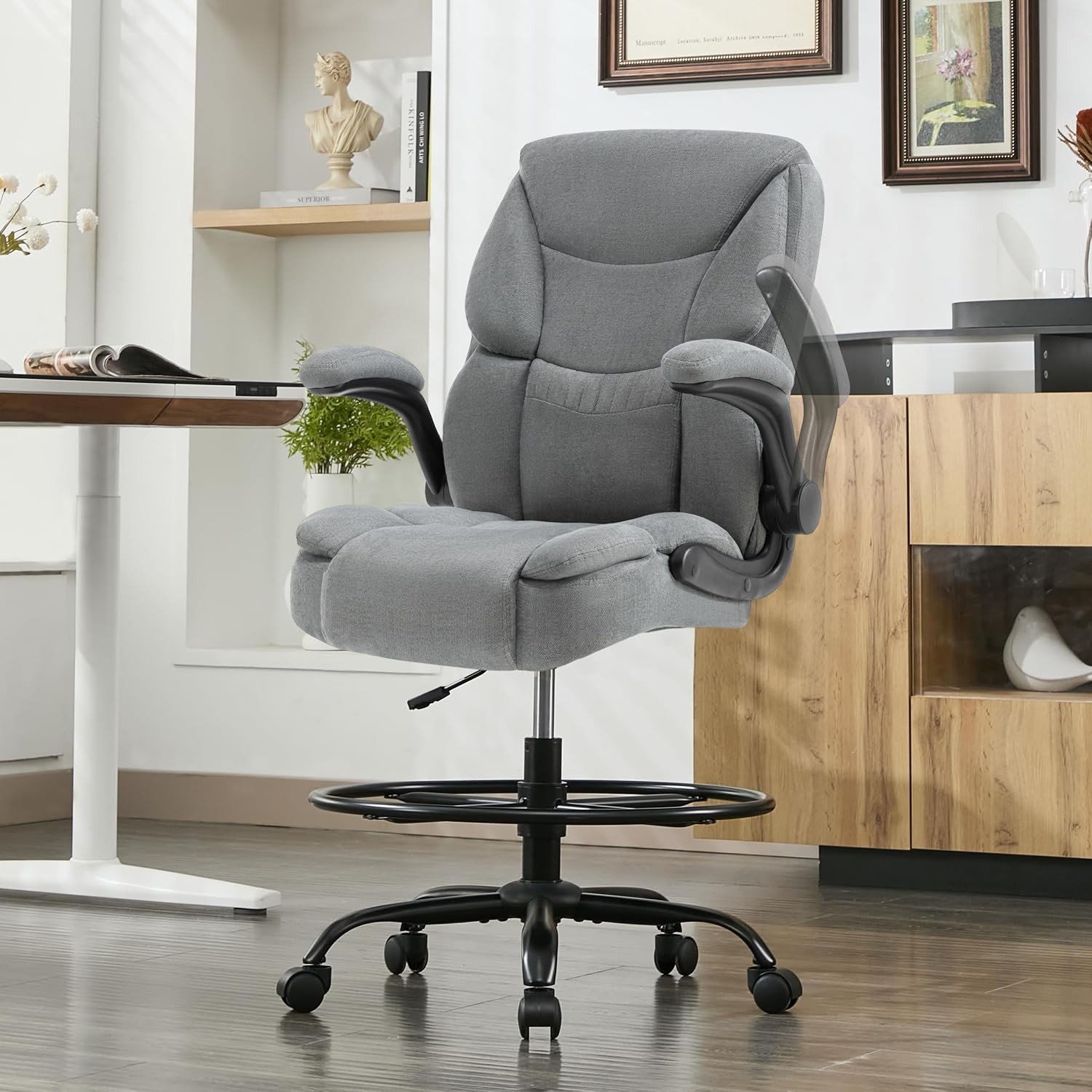 500LBS Drafting Chair High Back Safer Standing Desk Chair Executive Tall Office