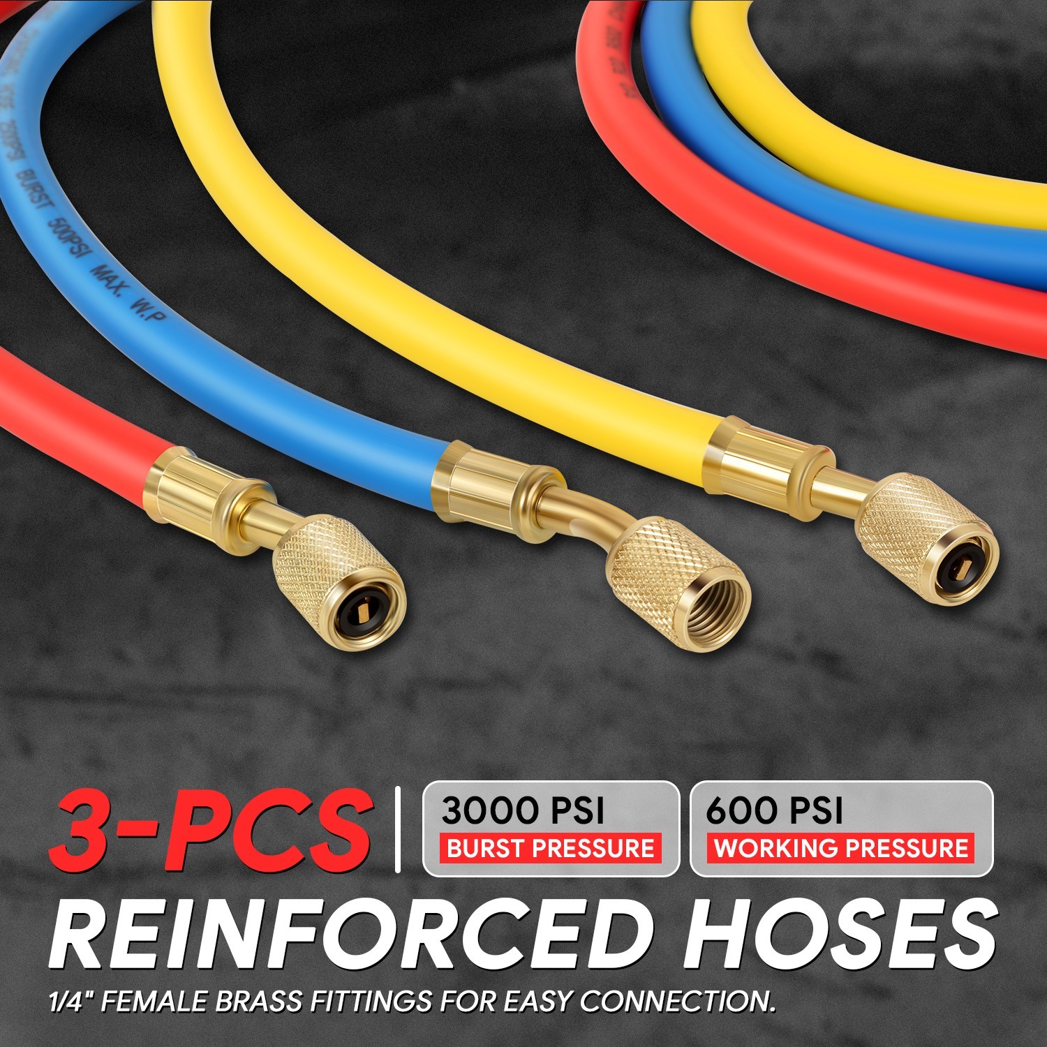 For R134A R-22 R410A R404A Refrigeration Charging 3 Way AC Manifold Gauge Set