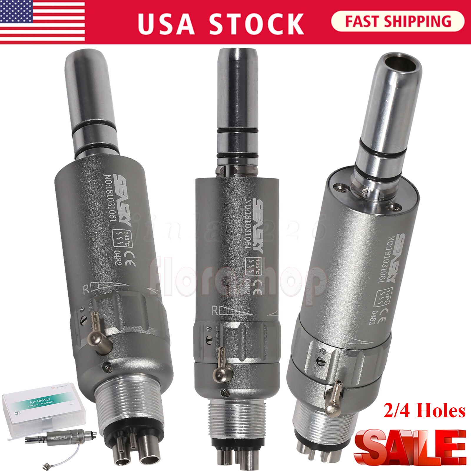 Dental Slow Speed Handpiece Contra Angle/Straight /Air Motor 4Hole NSK Style NEW