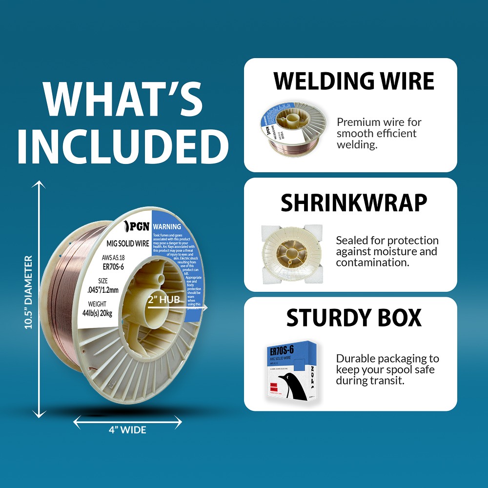 ER70S-6 .045″ – 44-Lb – Mild Steel MIG Welding Wire – Shatterproof ABS Spool