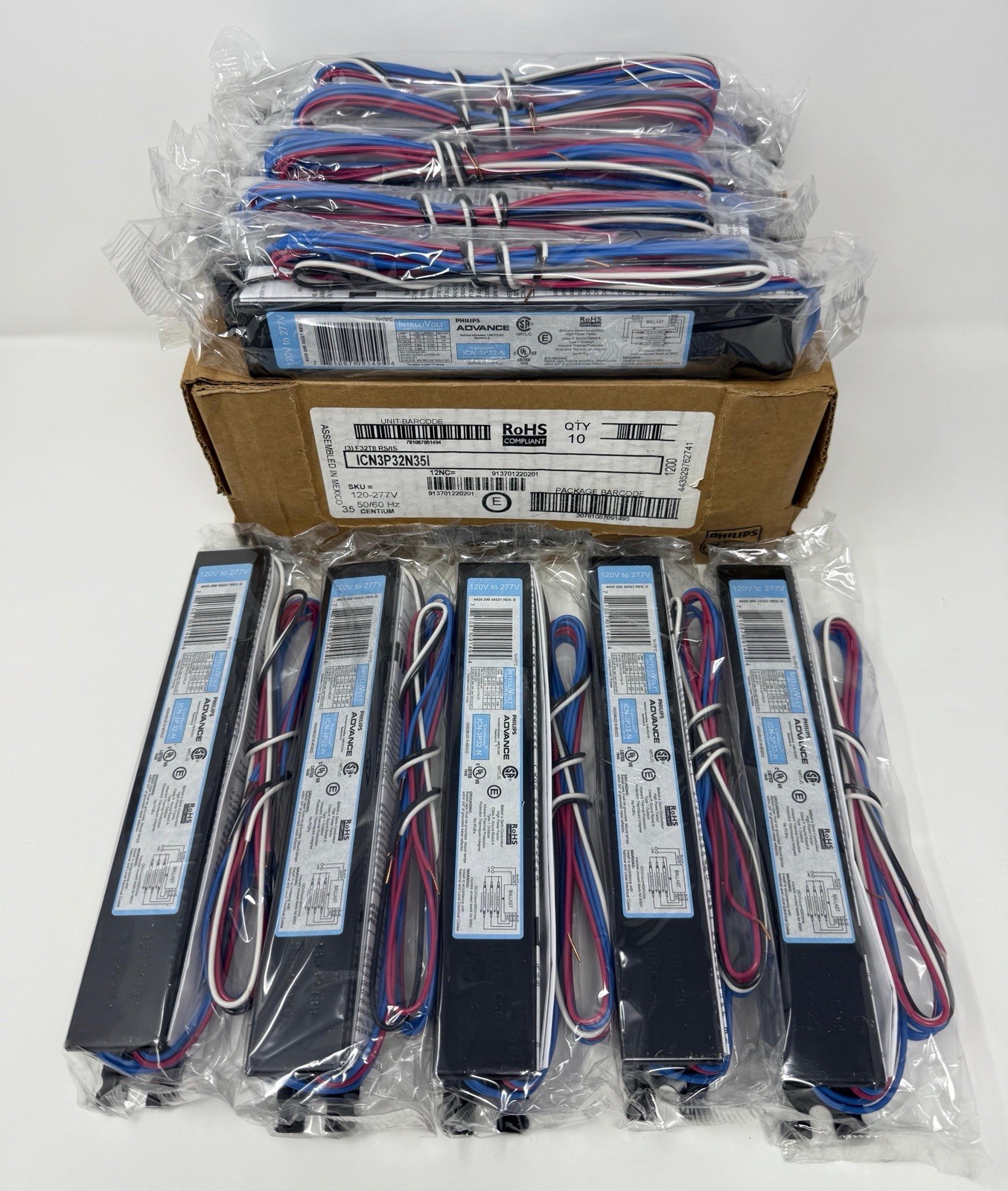 x10 ICN-3P32-N PHILIPS ADVANCE CENTRIUM IntelliVolt 120V-277V Electronic Ballast