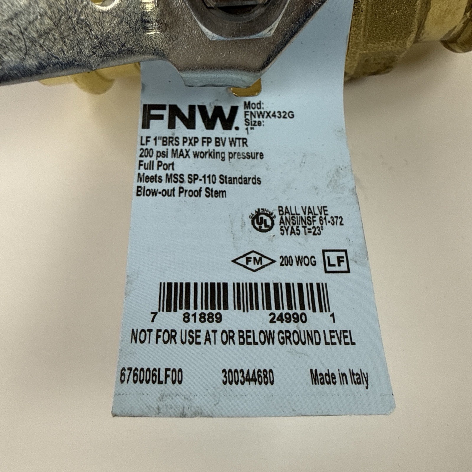 FNWX432G Full Port Forged Brass Ball Valve 1″ – LOT OF 2