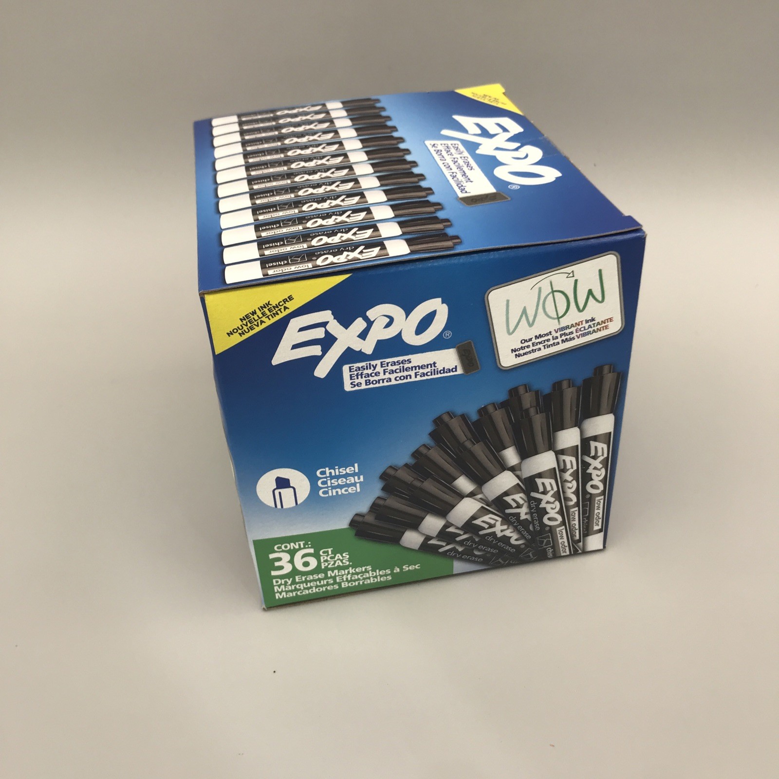 EXPO Dry Erase Markers Low Odor Ink Black Chisel Tip 36 Count New