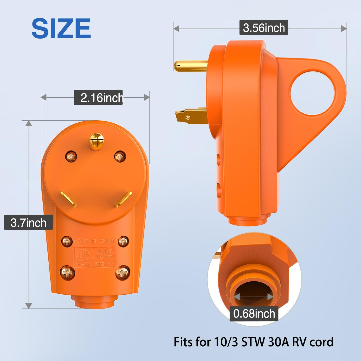 30 Amp RV Male and Female Plugset TT-30P Plug TT-30R Receptable 125 Volt Heavy D