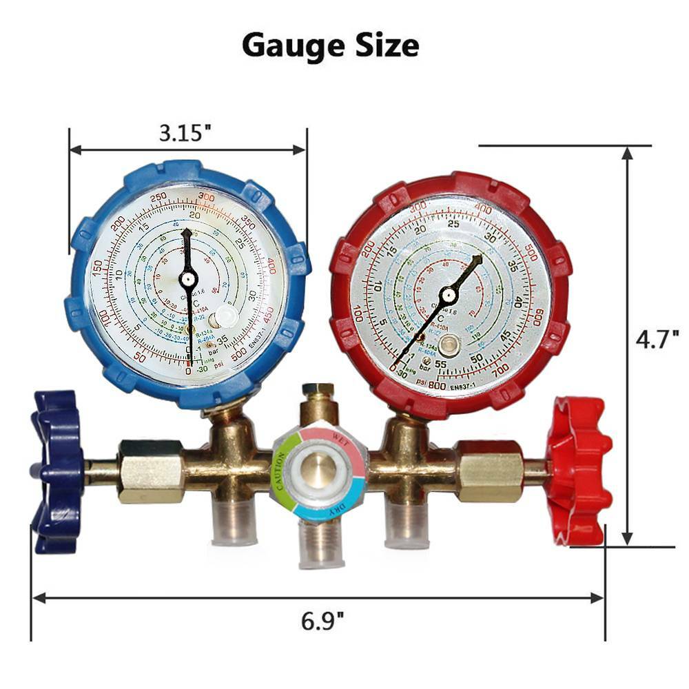 R410A R22 Manifold Gauge Set AC A/C 5FT Color Hose Air Conditioner HVAC 59» New