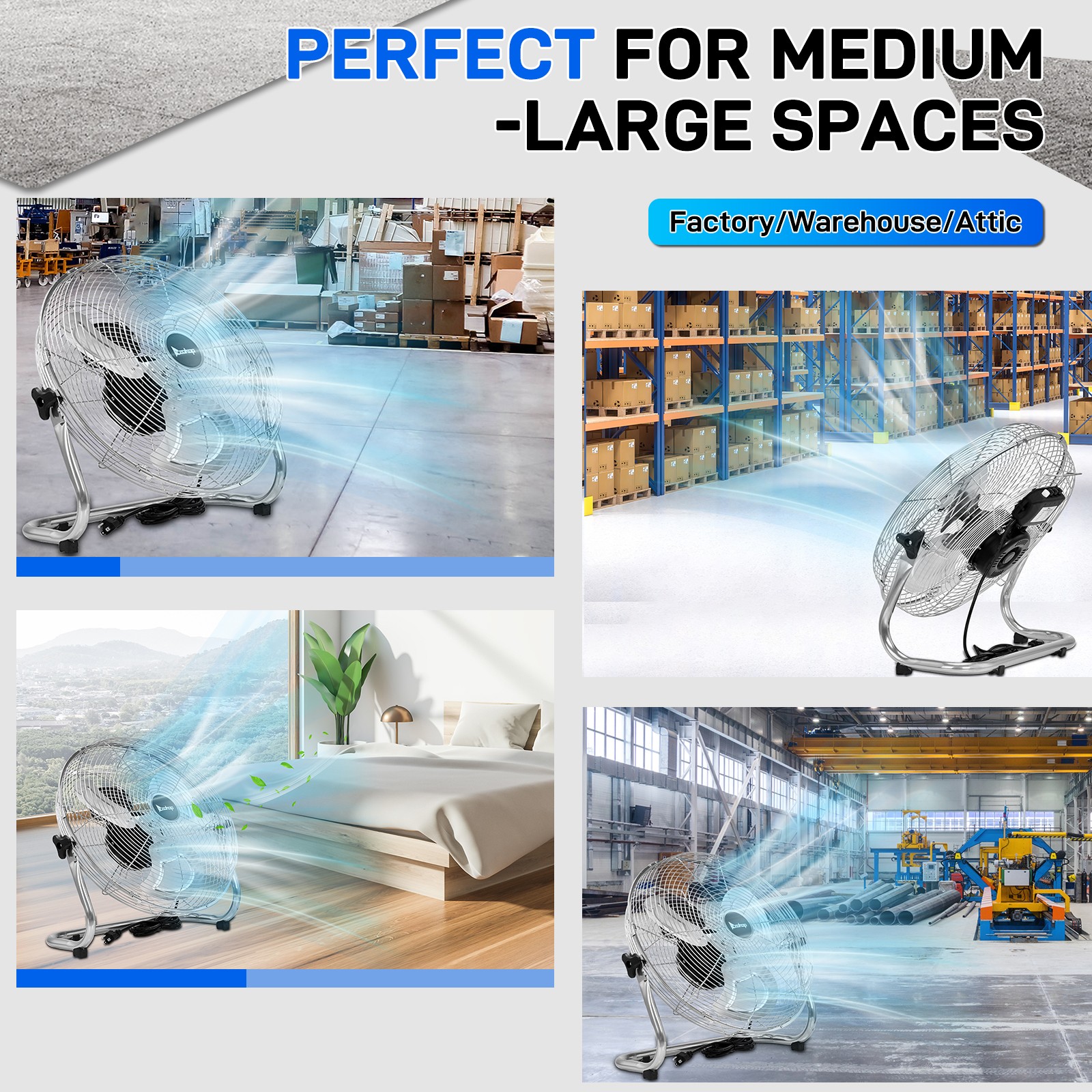 18 Inch 7085 CFM High Velocity Heavy Duty Metal Industrial Floor Fan Garage,Shop
