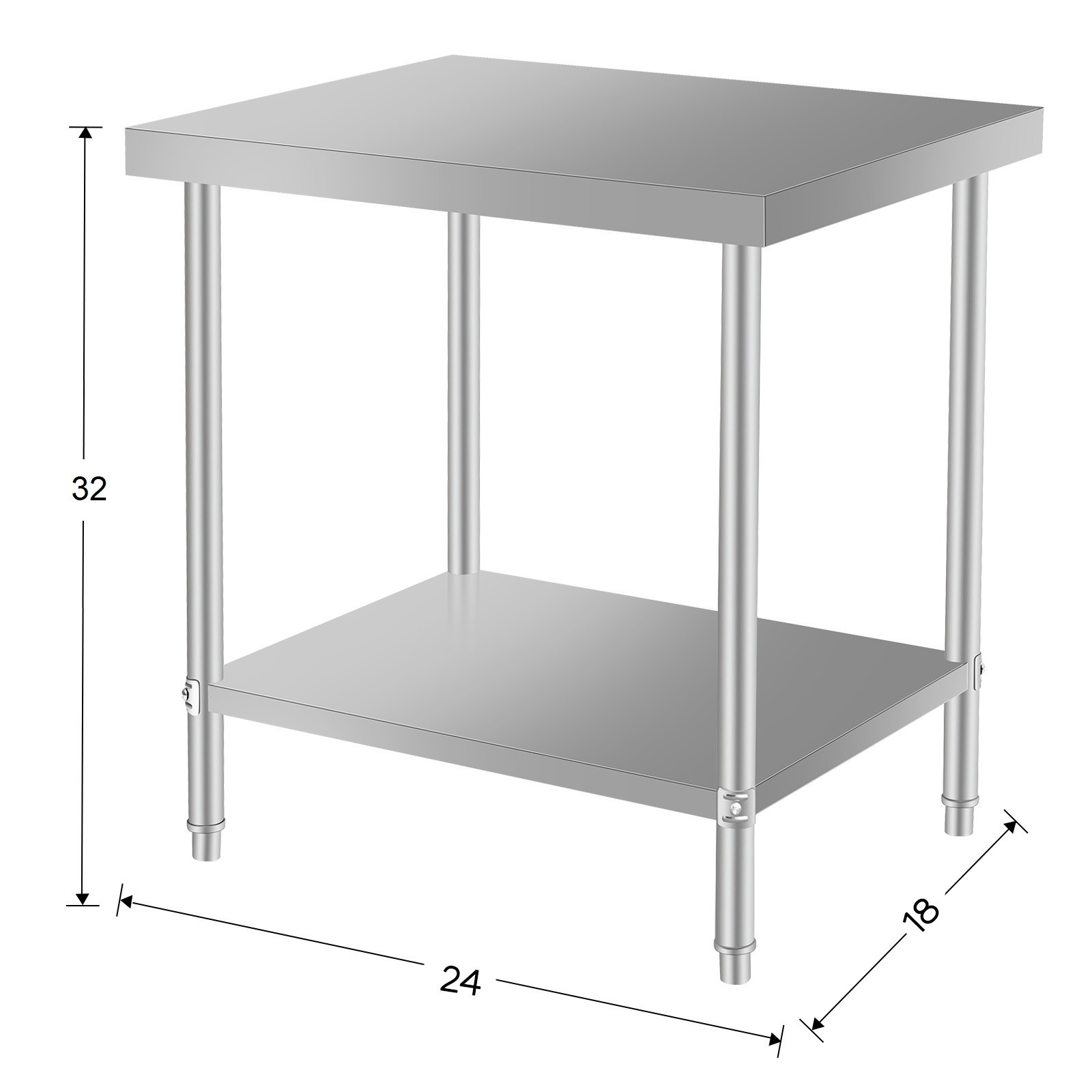 24×18″ commercial workbench stainless steel prep table for kitchen or garage