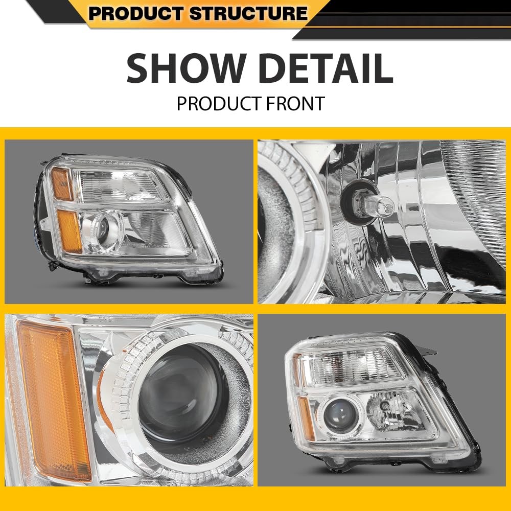 Headlights GMC Terrain 2010-2015 209150009 Clear Lens Chrome Amber Reflector