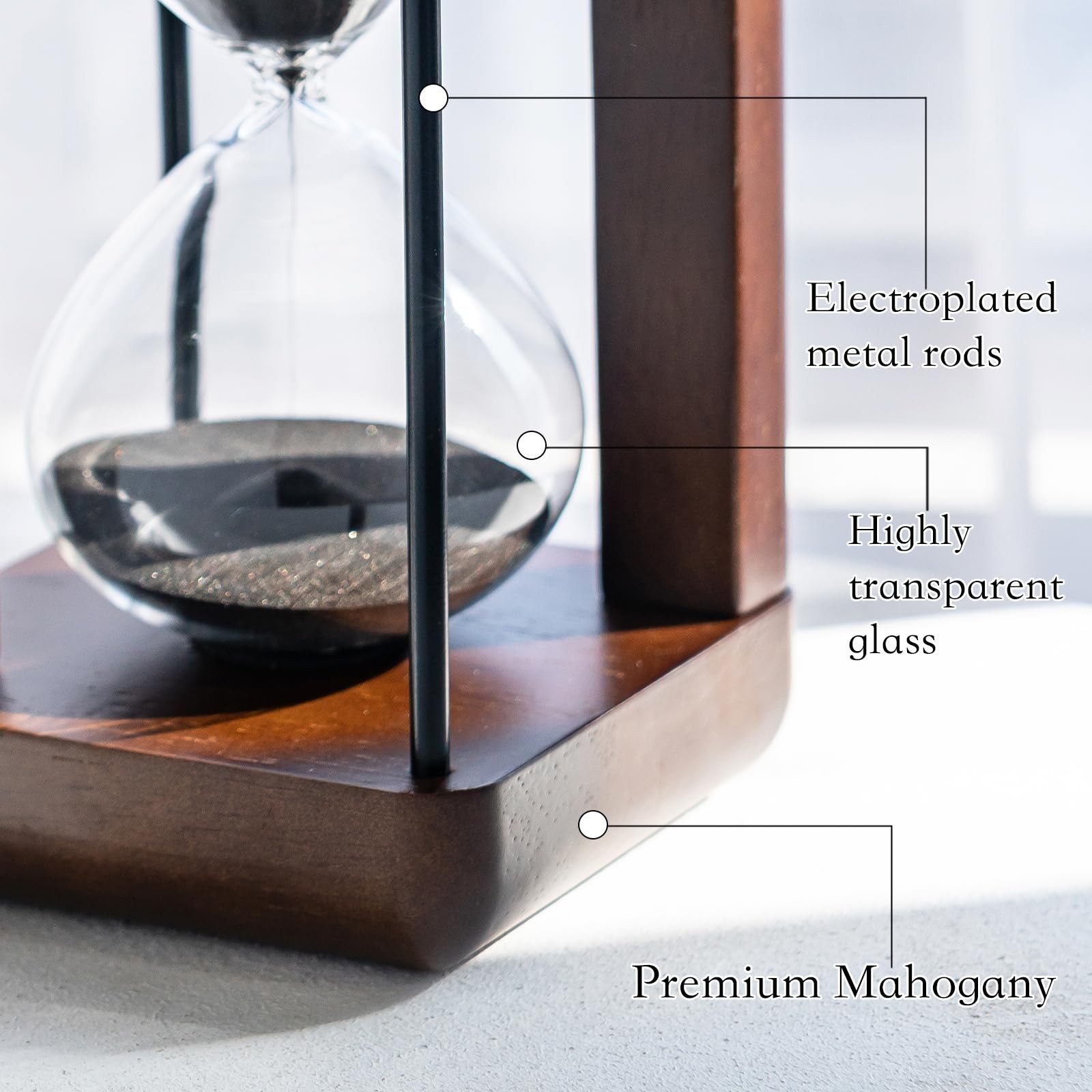 Lmzxmcy Large Walnut 60 Minute Hourglass Black – Home Office Decor