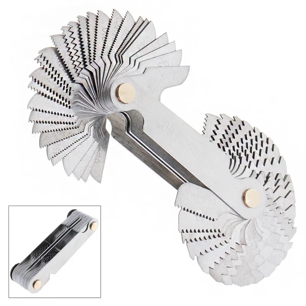 Pitch Cutting Gauge Stainless Steel Screw Thread Pitch Gauge Measure Tool Set