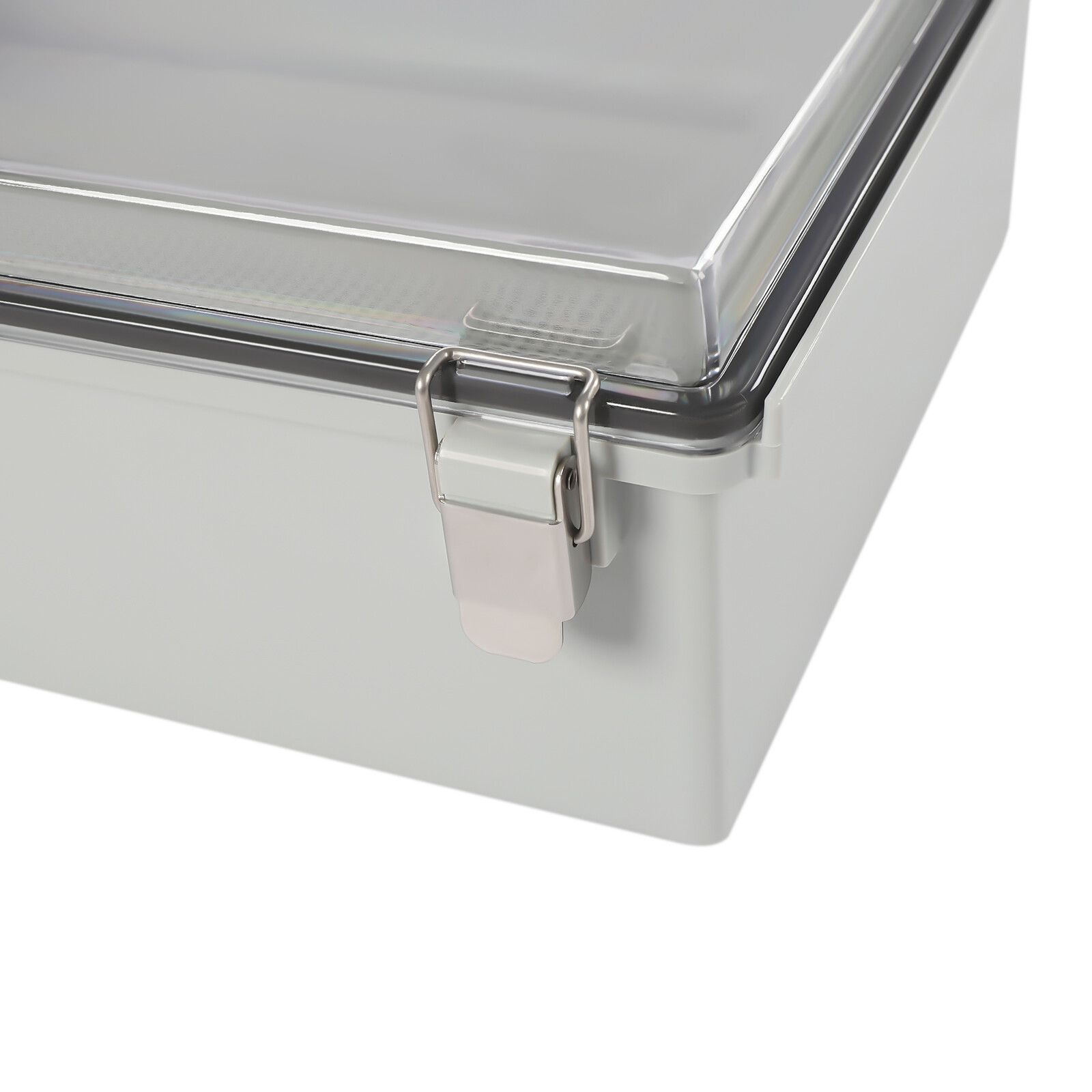 Wall Mount Hinged Cover Junction Box with Stainless Steel Latch and Clear Lid