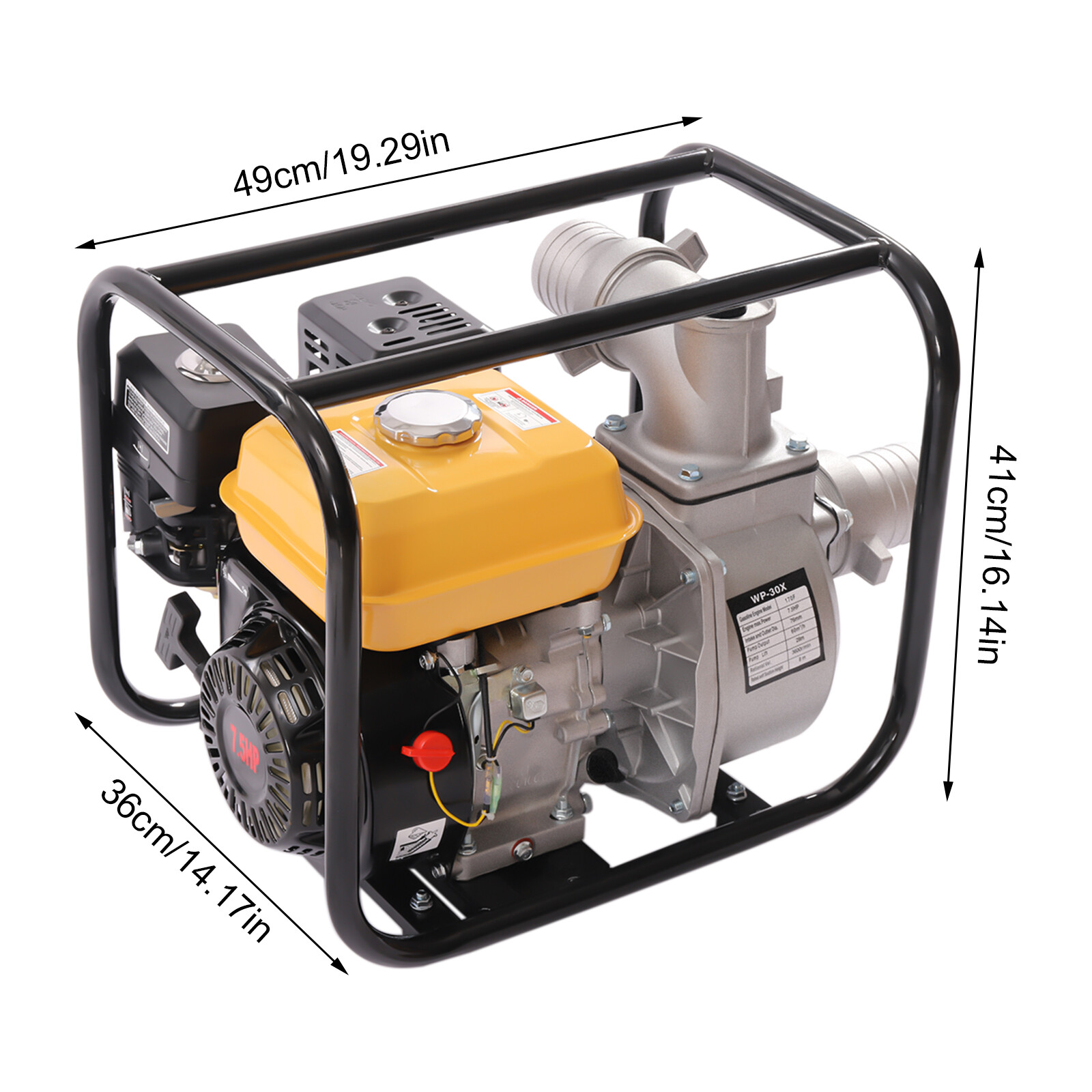 4 Stroke 7.5HP Gas Power Semi-Trash Water Pump High Pressure Garden Irrigation