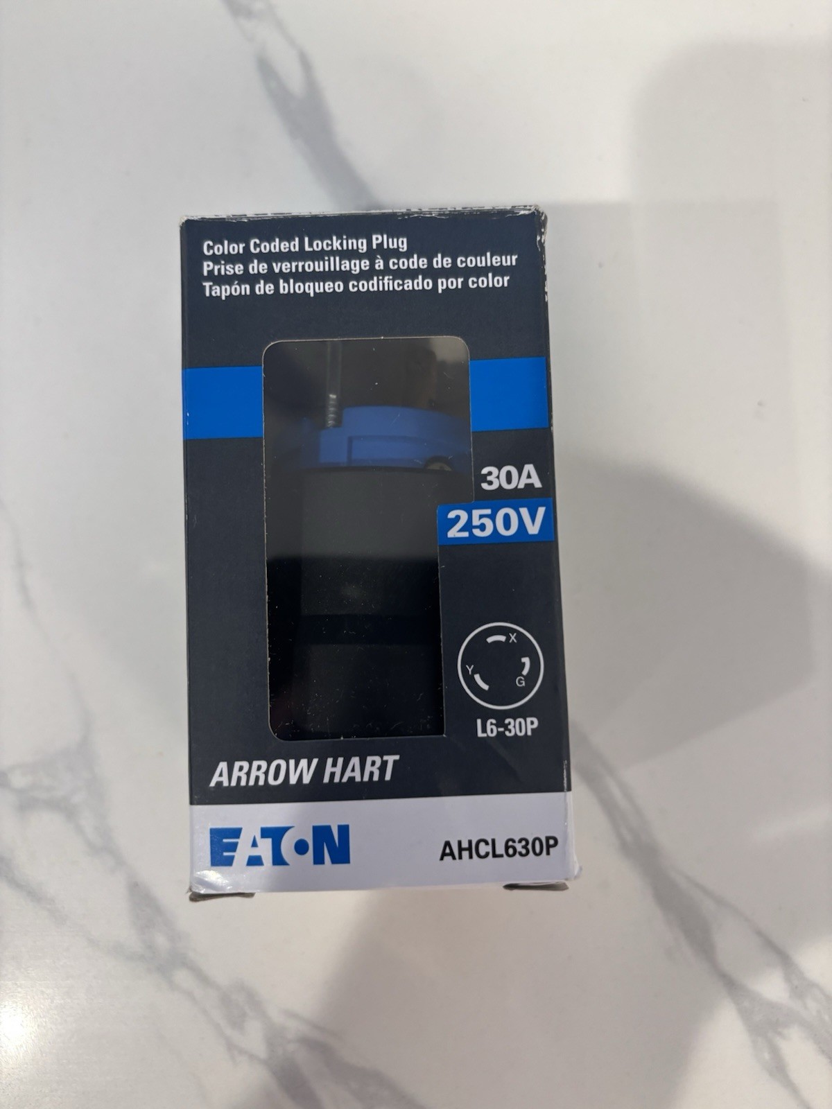 Eaton AHCL630P Industrial Locking Plug L6-30P 30A 250V Blue/Black Arrow Hart