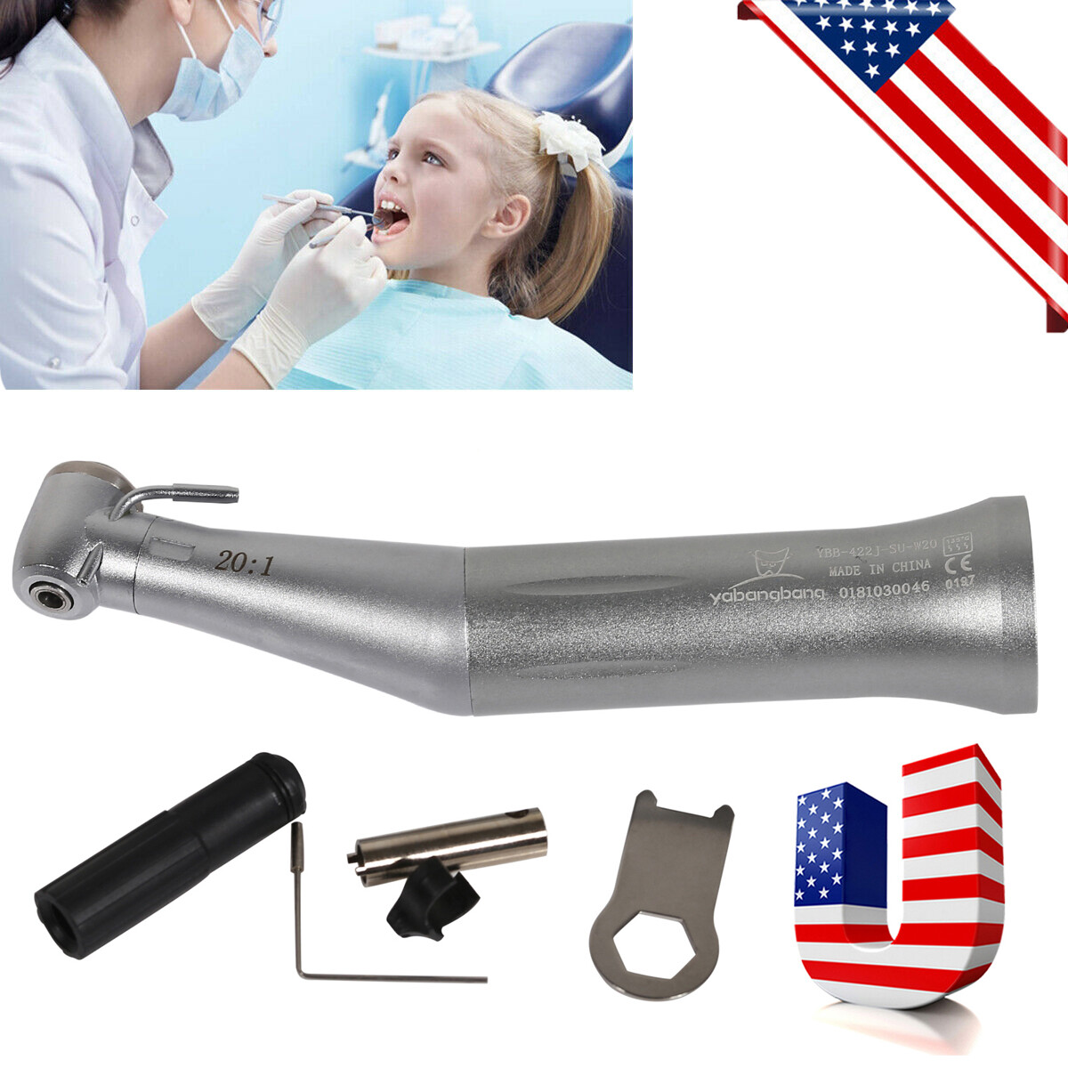 YBB Dental Implant Reduction 20:1 Low Speed Contra Angle Handpiece NSK Style