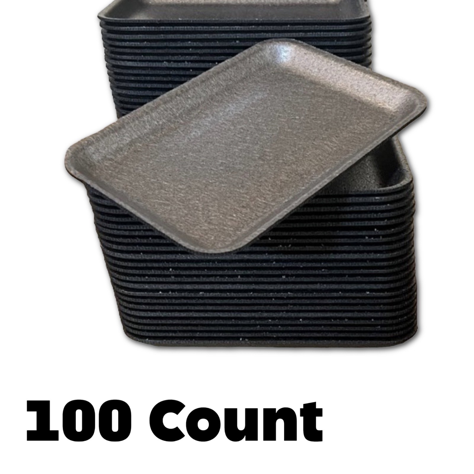 CKF 2S Black Foam Meat Trays – 100 Count | Butcher Grocery Food Packaging