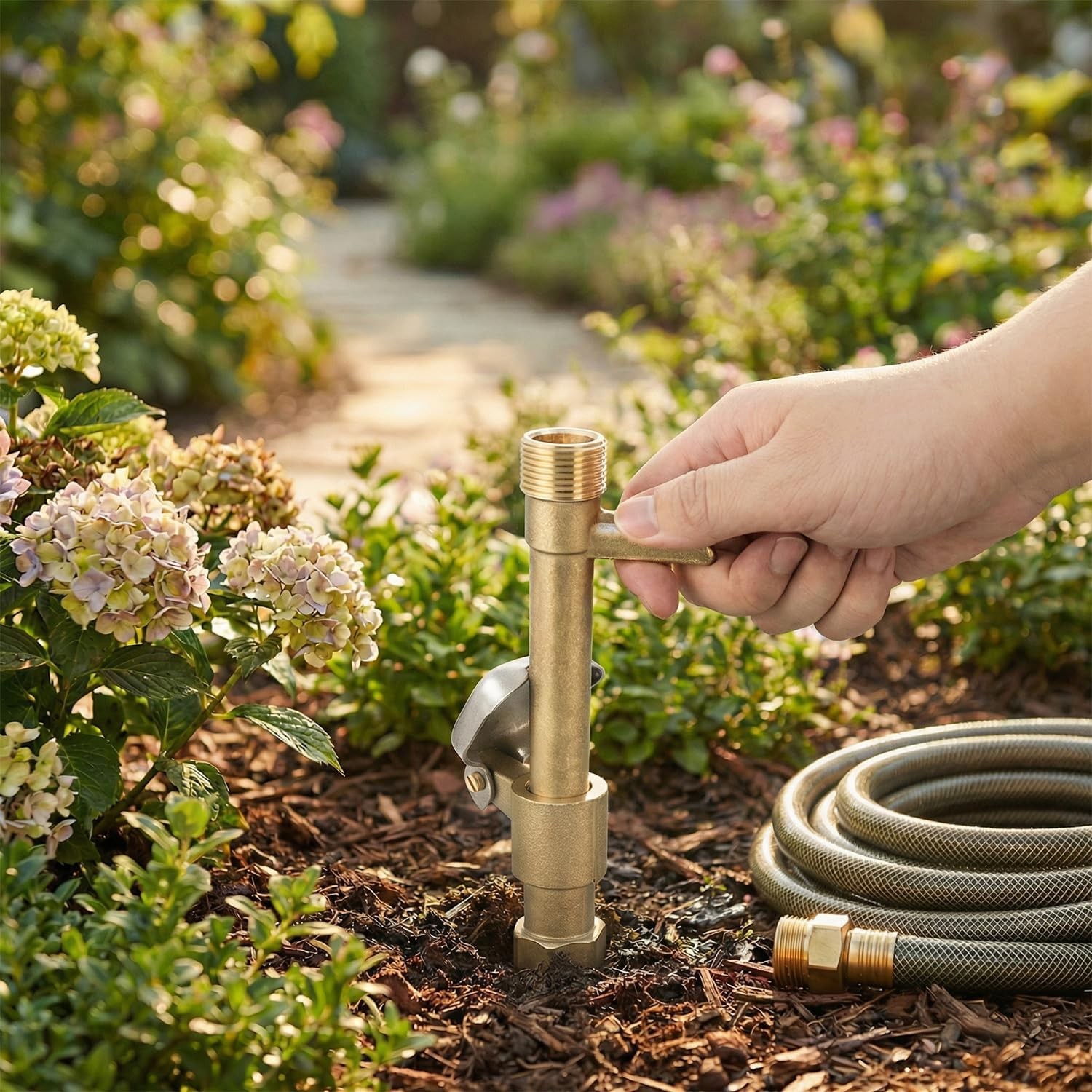 QWORK 2 Set 3/4-Inch Brass Quick Coupler Valves, Irrigation Tool with Quick…
