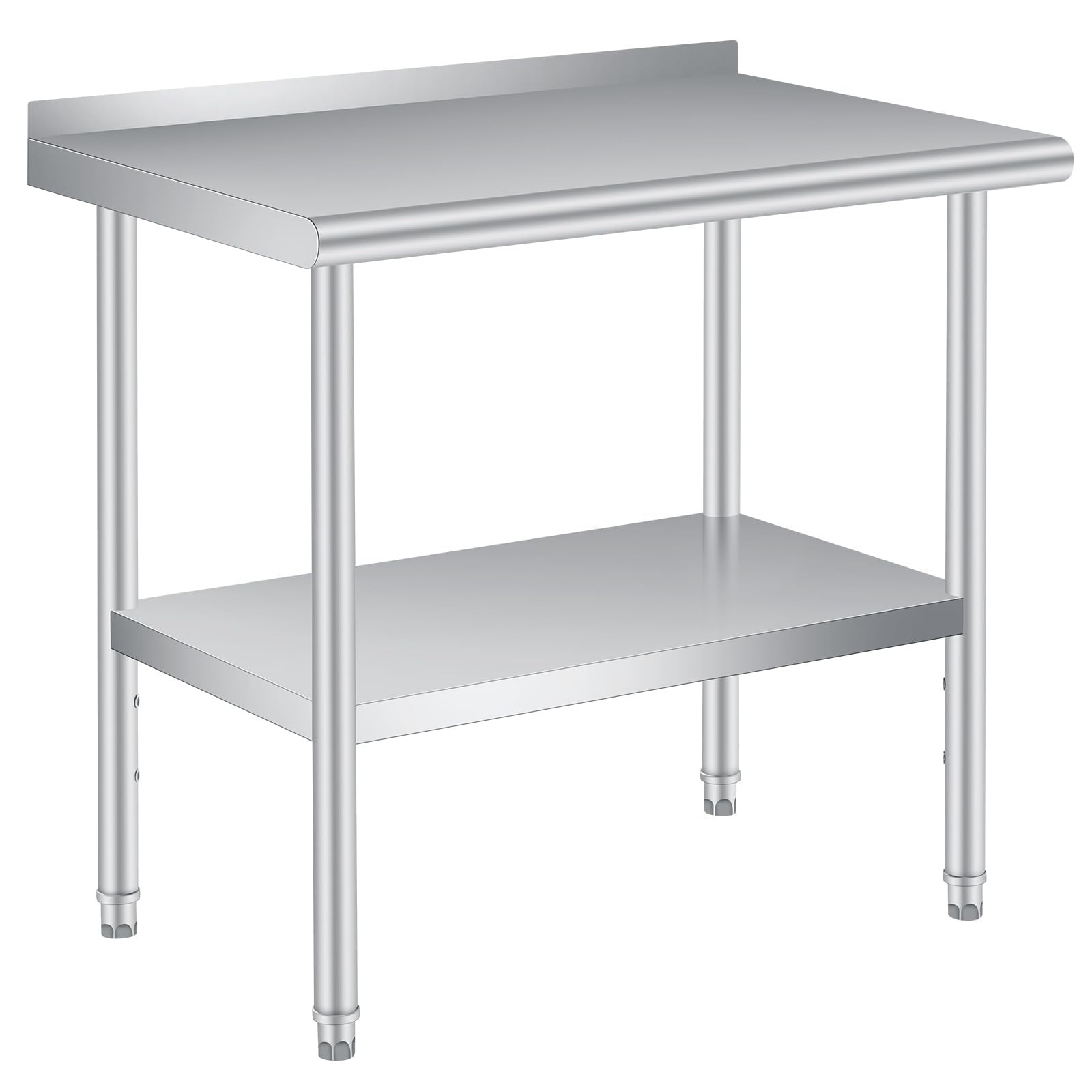 Stainless Steel Work Table w/Backsplash Heavy Duty Commercial Kitchen Prep Table