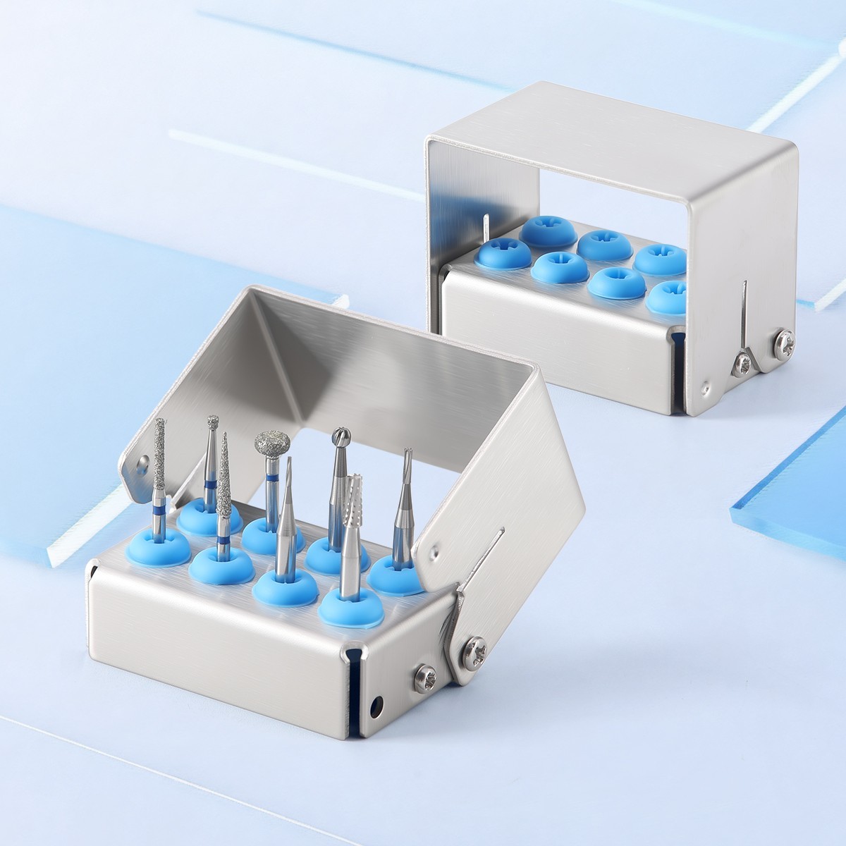 8 Hole Dental Bur Block Holder Stand Burs Sterilizer Case For FG /CA Burs AZDENT