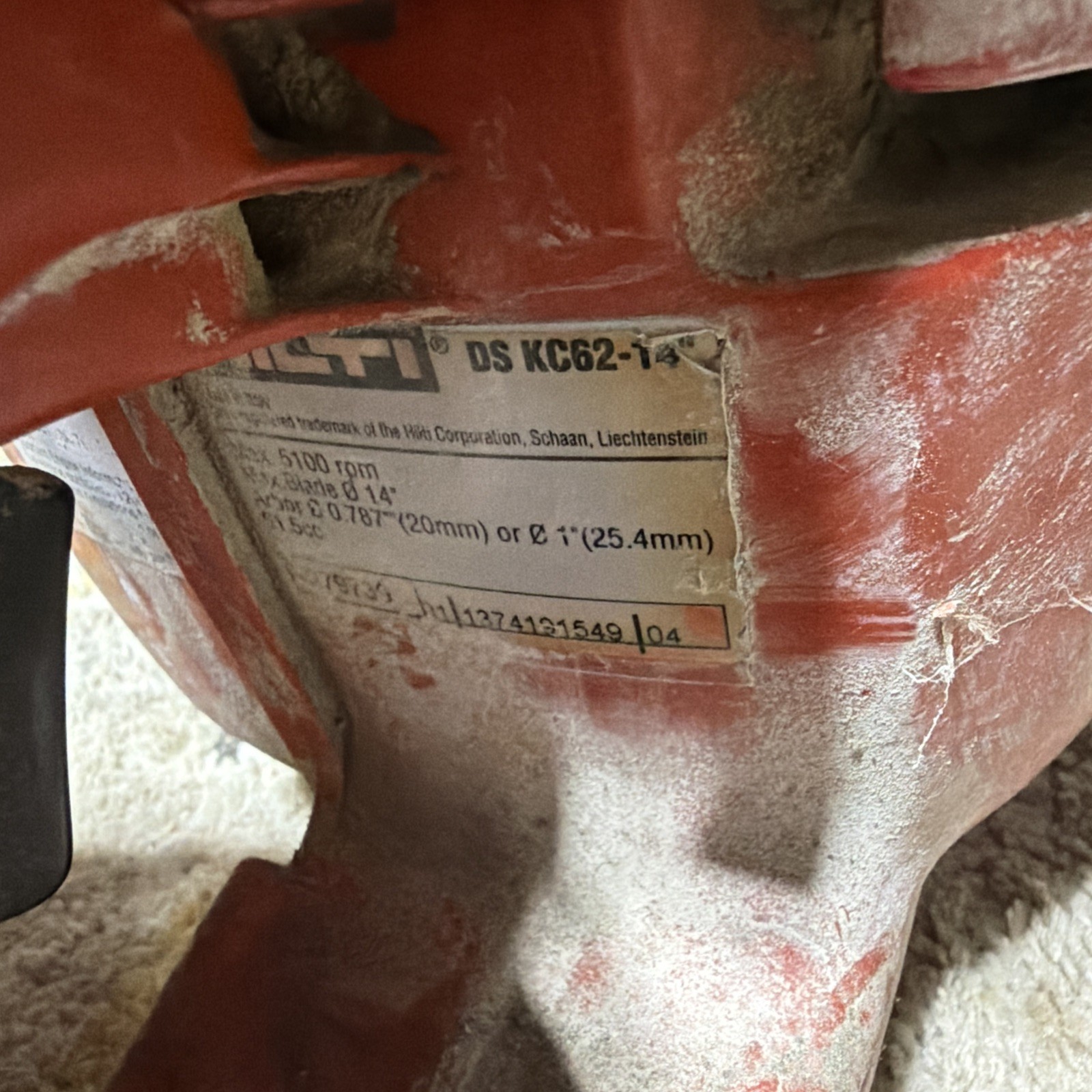 Hilti Da Kc62-14” Handheld Cut-Off Gasoline Concrete Saw 14» Max Blade Diameter