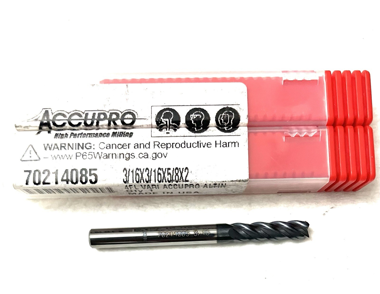 5PC Accupro 70214085 3/16″ 4FL Square End Mill Solid Carbide AlTiN NEW