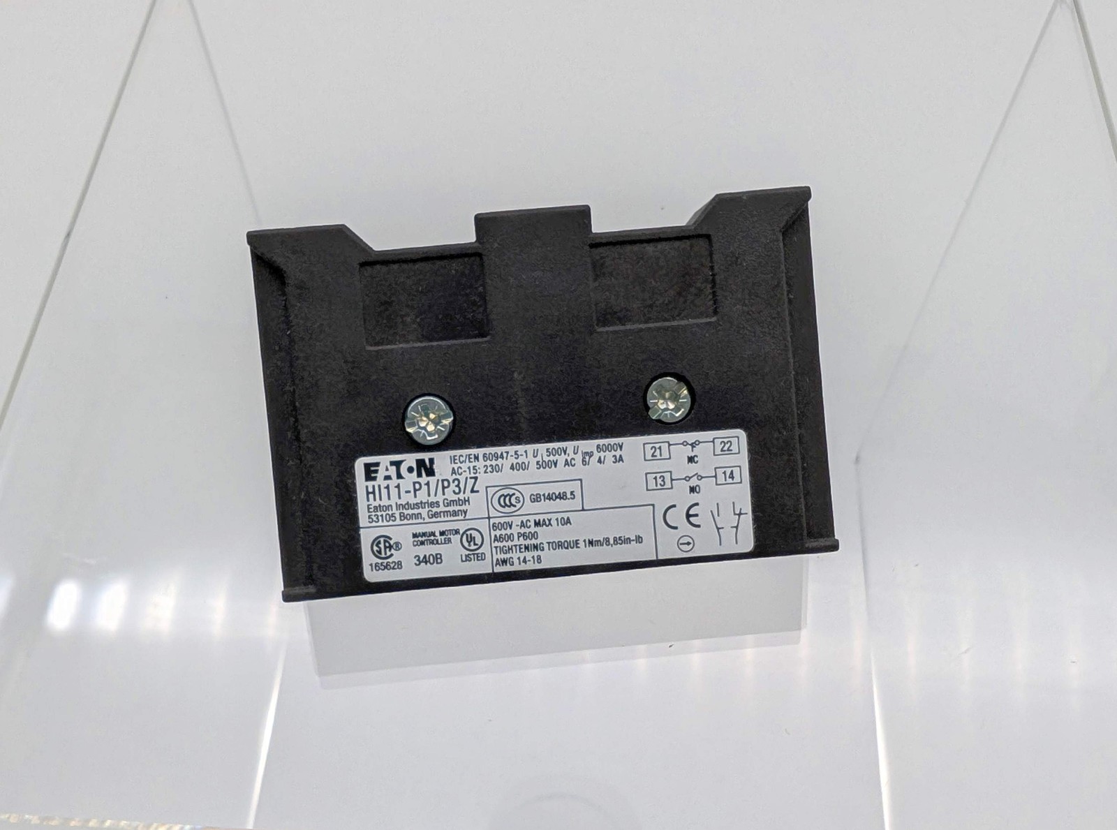 Eaton HI11-P1/P3Z Rotary Disconnect Terminal Cover 2 Pole Auxiliary Contact
