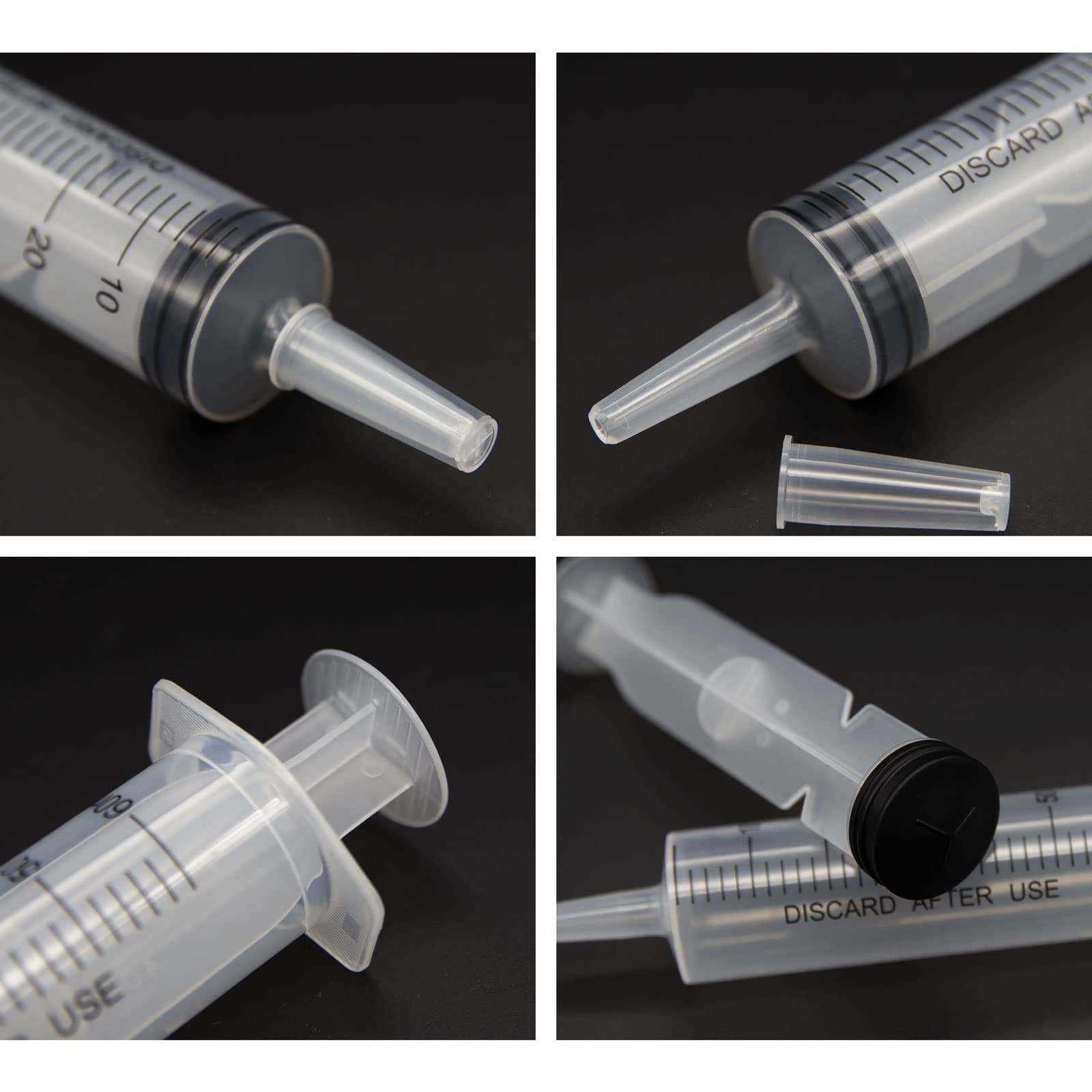 8Pcs Plastic Syringe Set 60ml 20ml Industrial 20 milliliters, Transparent
