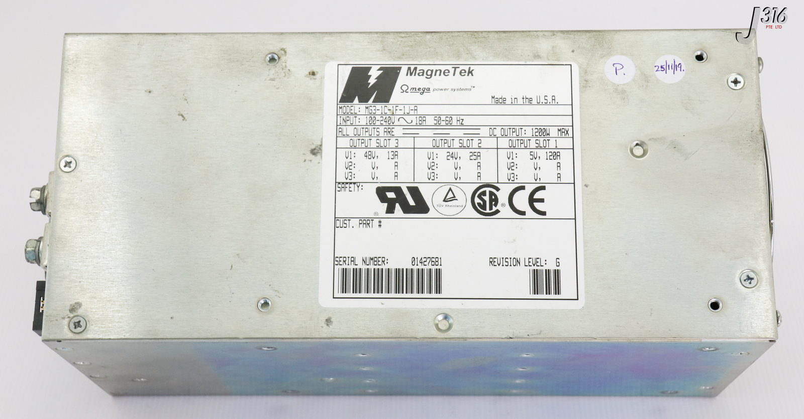 16595 MAGNETEK OMEGA POWER SYSS PS INPUT 100-240V 18A 50-60HZ MG3-1C-1F-1J-A