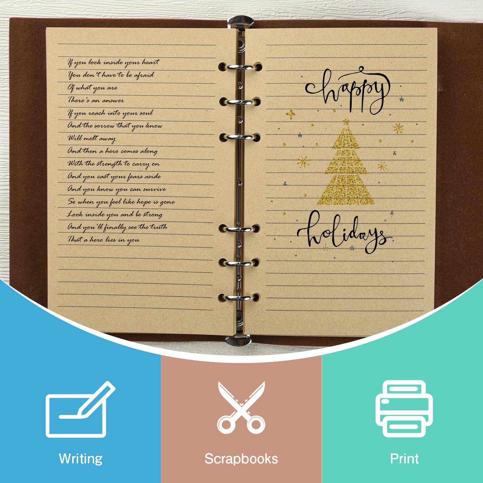 Refills Lined Paper, MALEDEN Refillable A6 Paper for 5×7 Journal Notebook Ins…