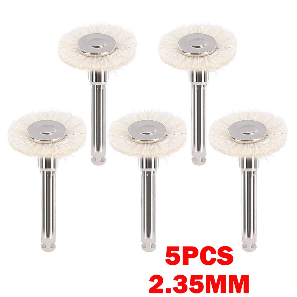 5Pcs Goat Hair Dental Polishing Brush Wheel 2.35mm Contra Angle RA Latch Type US