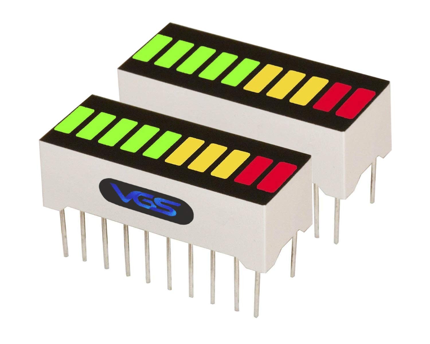 New 2pcs. 10 Segment LED Bar Graph Display 3 Colors2xSuper Red+3xYellow+5xSup…